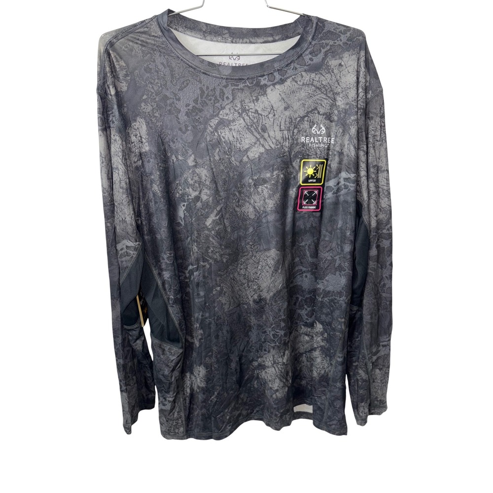 Realtree Fishing Long Sleeve‎ Performance Shirt Mens 2XL UPF 30 Flex Fabric Camo